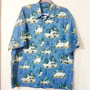Vintage men's size XL Pierre Cardin Hawaiian Shirt 100% Cotton Floral Pattern